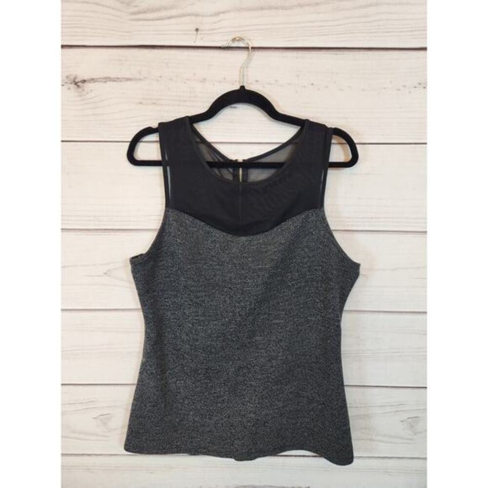Express Women's Black Gray Tweed Mesh Sleeveless Blouse Size L